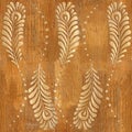 Decorative peacock feathers - wood texture - seamless background