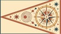 Decorative pennant featuring a stylized compass, symbolizing adventure and discovery, vector design Generative AI Royalty Free Stock Photo