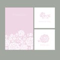 Decorative peony silhouette cards set for cards