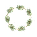 Pine branch frame. Hand drawn template. Royalty Free Stock Photo