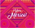 Decorative pink background, with a guitar and text in Spanish: Long live Mexico