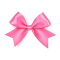 Beautiful pink bow for gift decor. Holiday decoration. Vector rose bow isolated on white background Royalty Free Stock Photo