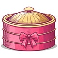 Decorative pink jar with bow illustration for packaging Royalty Free Stock Photo