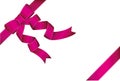 Decorative pink ribbons with bow banner in the corner diagonall