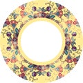 Decorative plate with beautiful floral ornament on yellow background Royalty Free Stock Photo