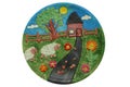 Decorative plate. Children art. Ukrainian style Royalty Free Stock Photo