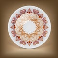 Decorative plate with oriental round lace pattern.