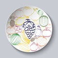 Decorative plate with painted fruit.