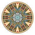 Decorative plate with round ornament with ethnic motifs. Mandala pattern. Vector illustration Royalty Free Stock Photo