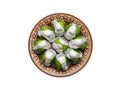 Decorative plate with silver-wrapped confections Royalty Free Stock Photo