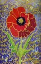 Decorative poppy. Artistic work of authorship. Made with acrylic paints. For your various designs.