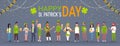 Decorative Poster For Happy Saint Patrick Day Horizontal Banner With Group Of People In Traditional Irish Clothes Royalty Free Stock Photo