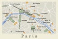 Decorative poster map of central Paris. Vector Royalty Free Stock Photo