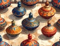 Decorative Pottery Collection - A Colorful Array of Artistic Vessels Royalty Free Stock Photo
