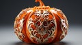 A decorative pumpkin sitting on top of a table