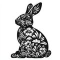 Floral Patterned Rabbit Silhouette in Decorative Style with Elegant Designs Royalty Free Stock Photo