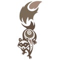 Decorative raccoon with various brown lines in a flat style. Design suitable for tattoo