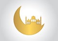 Decorative Ramadan Kareem background in gold and white
