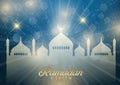 Decorative Ramadan Kareem background with mosque silhouettes
