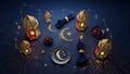 Decorative Ramadan Table Setting with Lanterns and Dates Royalty Free Stock Photo