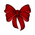 Decorative realistic red bow isolated on white background. A bow