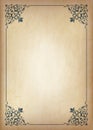 Decorative rectangular framework on a piece of parchment. Royalty Free Stock Photo