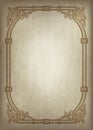 Decorative rectangular framework on a piece of parchment. Floral corners. Royalty Free Stock Photo