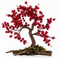 Decorative Red Berry Tree Centerpiece with Twig Trunk and Moss Base Royalty Free Stock Photo