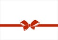 Decorative Red bow with horizontal  ribbon isolated on white. Vector gift bow with red ribbon for page decor Royalty Free Stock Photo
