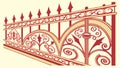 Decorative Red Bridge Railing Perspective, vector design Generative AI Royalty Free Stock Photo