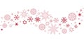 Decorative red christmas border wave with snowflakes and stars Royalty Free Stock Photo