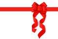 Decorative red fancy bow with long swirl ribbons isolated on white background. Vector illustration Royalty Free Stock Photo