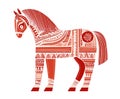 Decorative red horse illustration featuring intricate patterns and artistic design elements Royalty Free Stock Photo