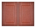 Decorative red lacquer paint two wooden kitchen cabinet door Royalty Free Stock Photo