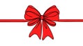 Decorative red ribbon bow in continuous line art drawing style Royalty Free Stock Photo