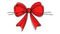 Decorative red ribbon bow in continuous line art drawing style Royalty Free Stock Photo