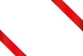 Decorative red ribbons banner in the corner diagonally. With cop Royalty Free Stock Photo