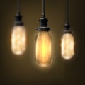 Decorative Retro design edison light bulb set. Lamps of different shapes. Royalty Free Stock Photo