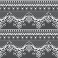 Wedding lace French or English seamless pattern set, white ornamental repetitive design with flowers - textile design