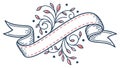 Decorative Ribbon with Floral Elements Elegant Scroll, vector design Generative AI Royalty Free Stock Photo