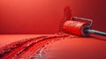 Decorative roller brush with red paint track mockup. You can use this for decorating and renovating Royalty Free Stock Photo