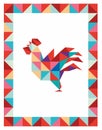 Decorative Rooster in a patchwork style frame. Vector graphics