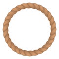 Decorative rope frame. Cord circle. Jute round border