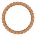 Decorative rope frame. Cord circle. Jute round border