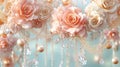 Elegant Peach Roses and Crystal Garlands Royalty Free Stock Photo