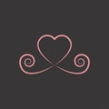 Decorative rose gold heart icon. glitter logo, love symbol on a