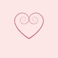 Decorative rose gold heart icon. glitter logo, love symbol on white background. use in decoration, design as the emblem. vector i