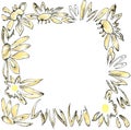 Decorative frame with daisies watercolor illustration in sketch style. Romantic abstract floral border with copyspace