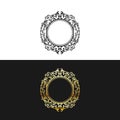 Decorative round frame for design with abstract floral ornament Royalty Free Stock Photo