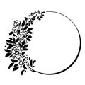 Decorative round frame with floral branch